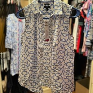 Talbots, Size 2P, blue and white sleeveless shirt